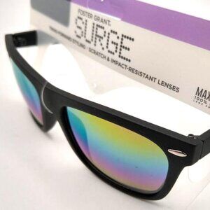 Foster Grant SURGE Rainbow Mirrored Black Sunglasses NEW